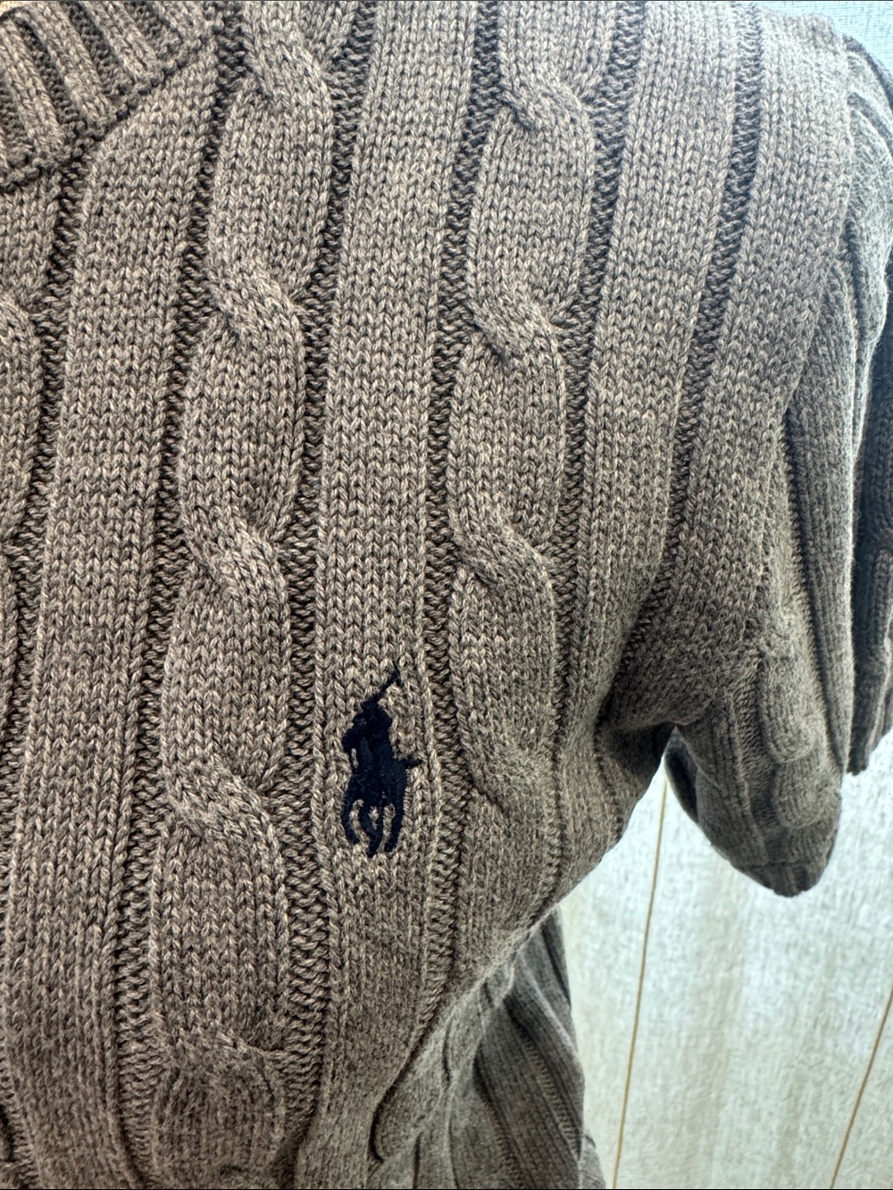 Ralph Lauren Short Sleeve Cable Knit Sweater in Charcoal - Picture 2 of 5